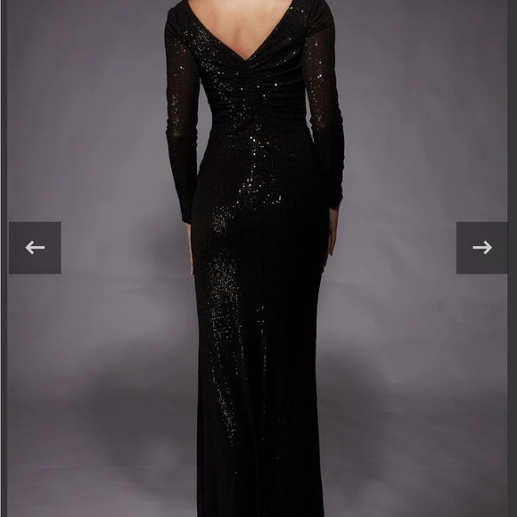 Alyce Paris Black Sequin Long Sleeve Dress - Picture 2 of 3